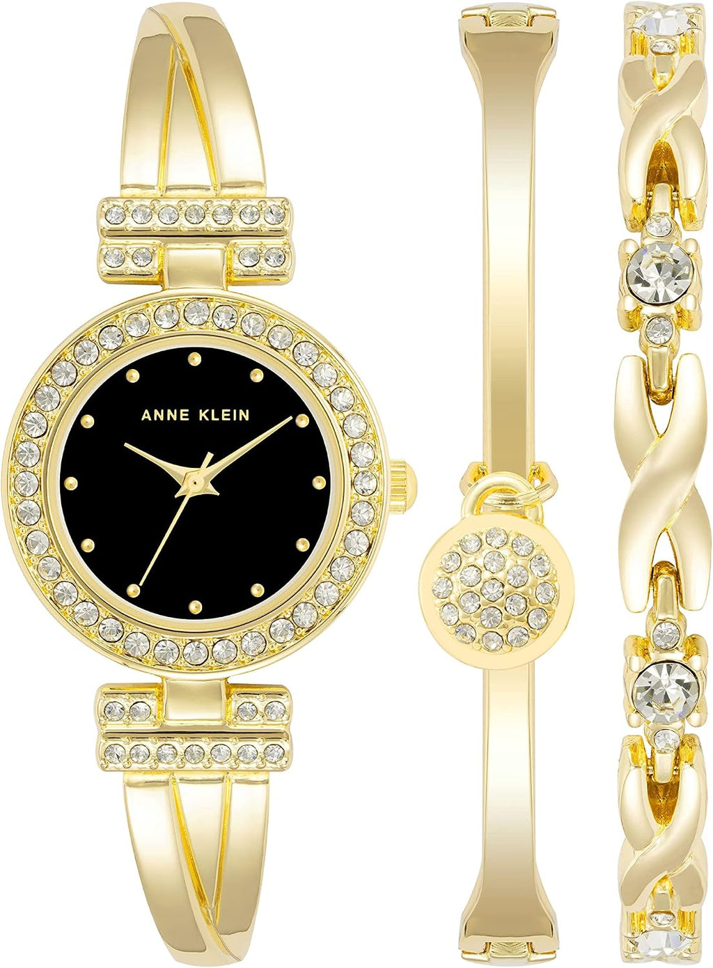 Anne Klein Women's Premium Crystal Accented Bangle Watch and Bracelet Set