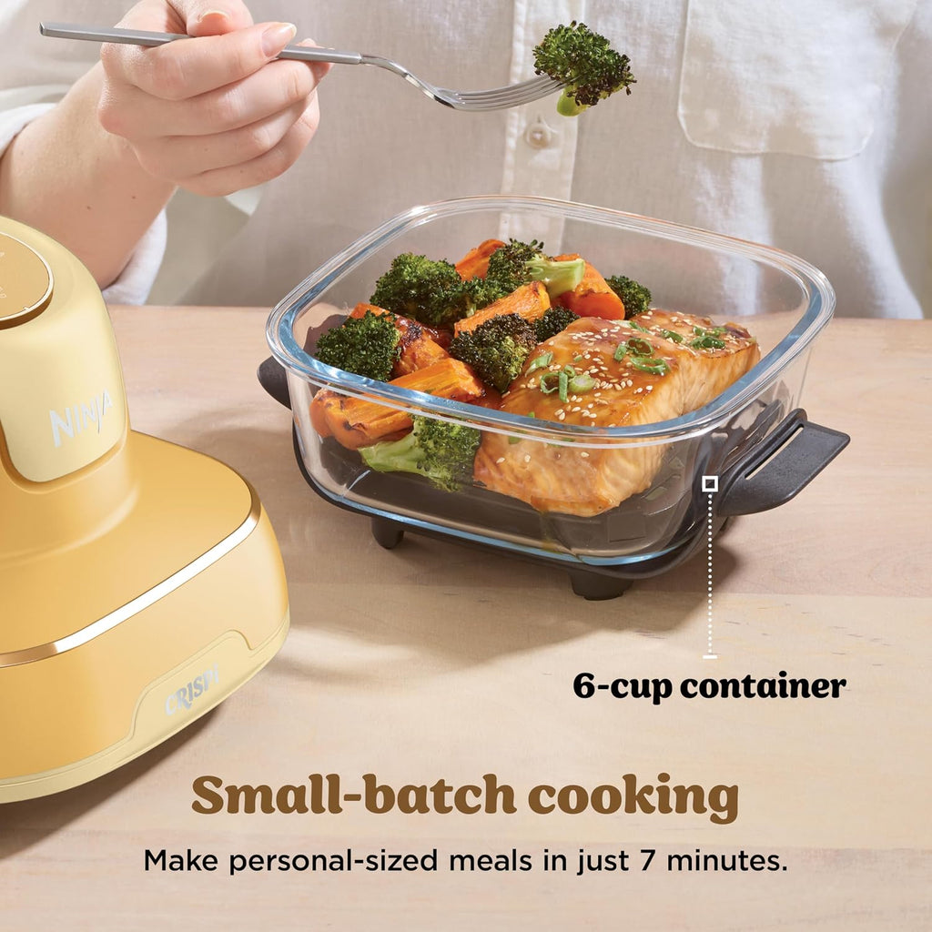 Ninja Crispi 4-in-1 Glass Air Fryer | 450°F | Non-Toxic | 4QT & 6-Cup Glass Containers w/Lids | Microwave, Freezer, Dishwasher Safe | Max Crisp, Air Fry, Bake, Recrisp | Ginger Snap | FN101GD