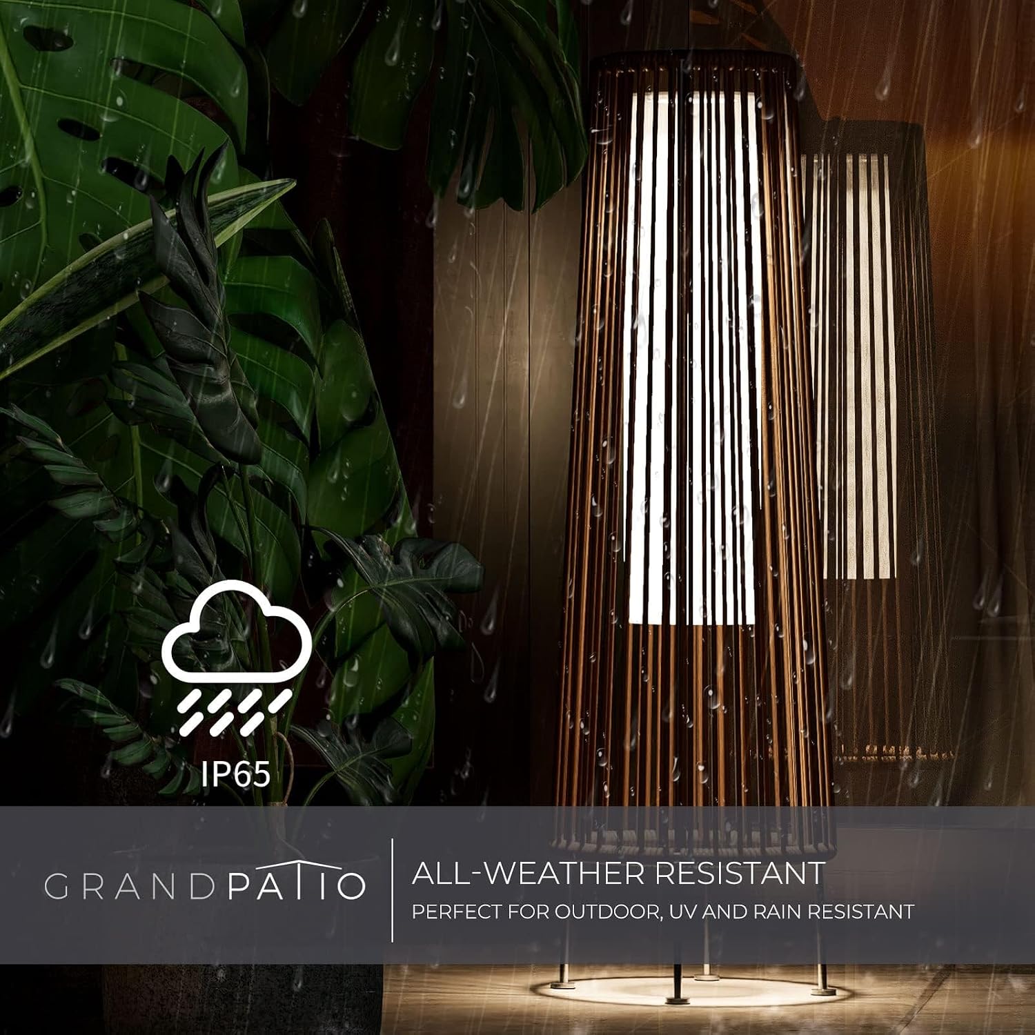 Grand patio Outdoor Floor Solar Light 2-Pack, Wicker Solar Patio Lamp Waterproof Outside Deck Lamp for Porch, Yard, Garden, Lawn Decorations - Dark Brown, Gordes 2 PCS