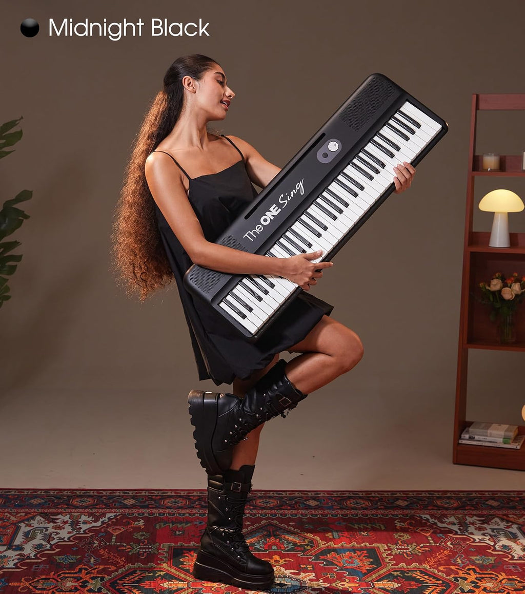 The ONE Keyboard Piano Sing with X Bench, 61 Keys Piano Keyboard For Singing & Practice with Bluetooth, Sheet Music Stand and Huge Library of Songs for Sing-Along