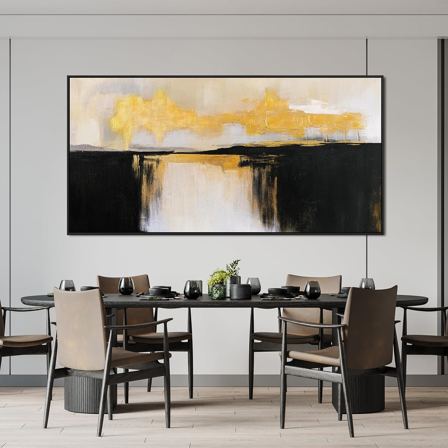 Canvas Wall Art Decor Large Framed Wall Art Decorations Wall Art Pictures For Living Room Abstract Black and Gold Wall Art Prints Abstract Canvas Art Wall Decor Bedroom Office Decor 29' x 58'