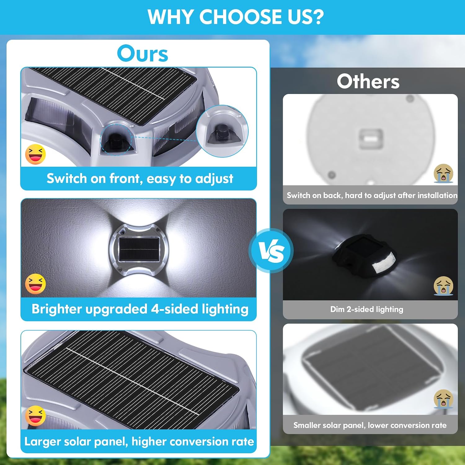 Bosceos Solar Driveway Lights Outdoor 16-Pack, Solar Deck Lights RGB Color Modes Dock Light Waterproof Driveway Markers Step Light for Sidewalk Stair Garden Pathway Walkway Yard