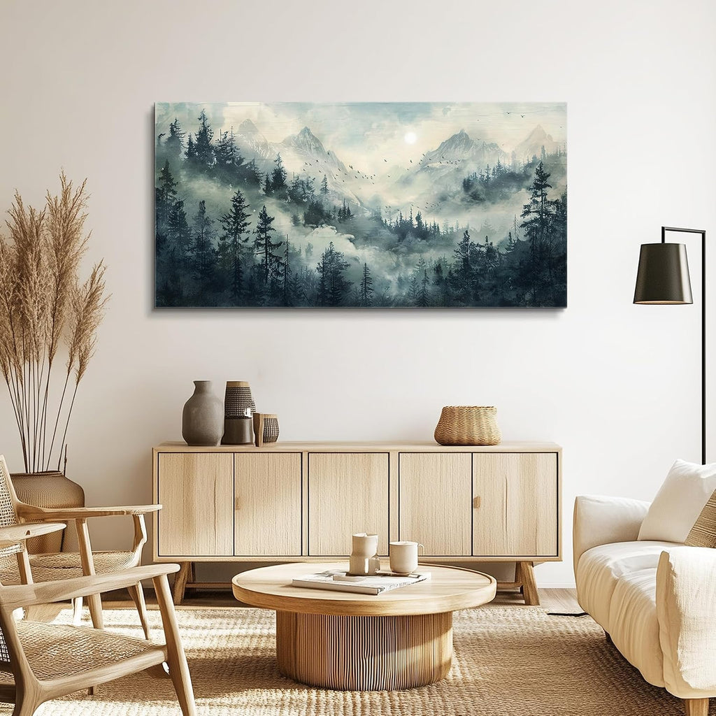 KELIYUAN Large Natural Landscape Wall Art For Dining Room Apartment Misty Forest Landscape Painting Wall Decoration Living Room Bedroom Office Artwork Pictures Home Decoration Aesthetics 30x60 In