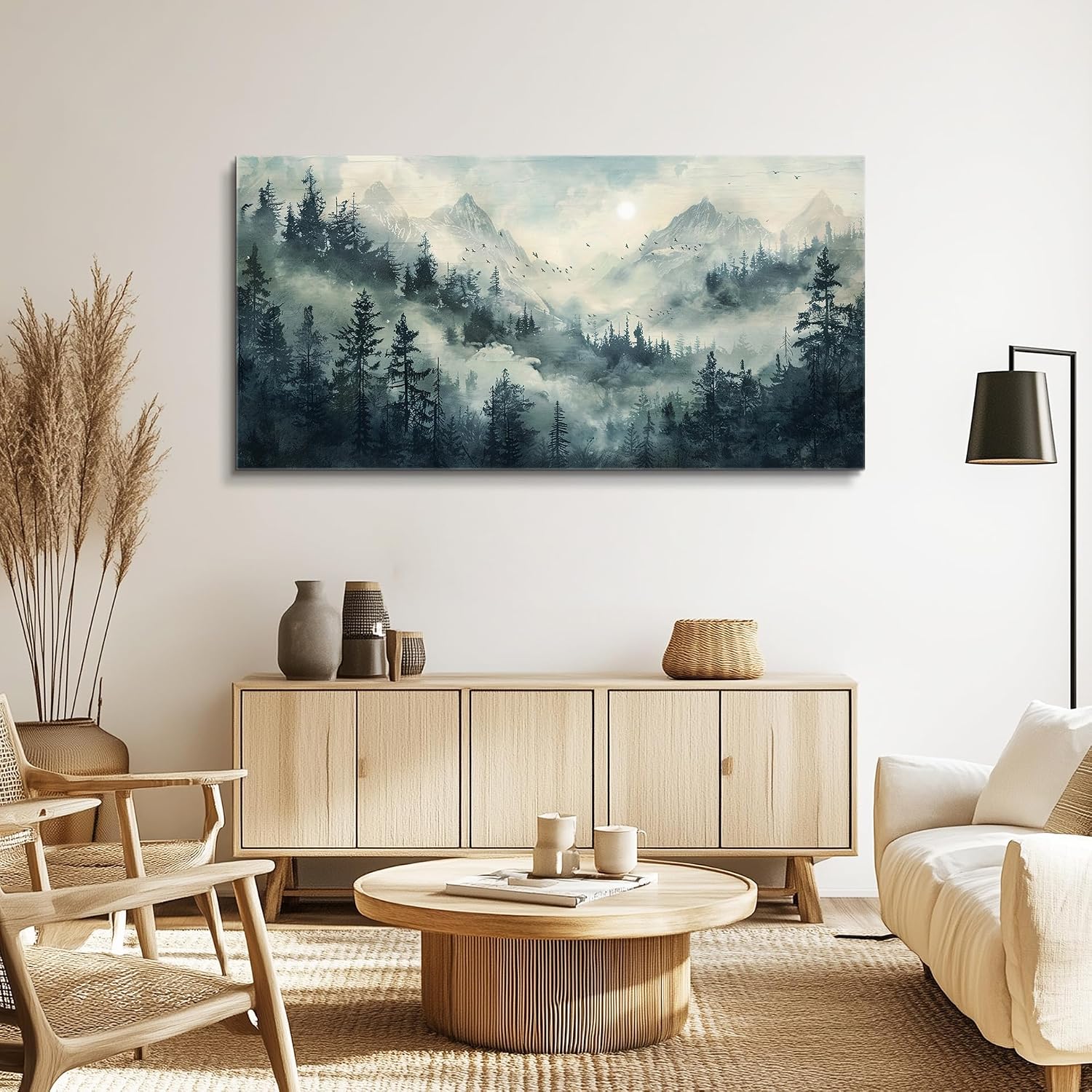 KELIYUAN Large Natural Landscape Wall Art For Dining Room Apartment Misty Forest Landscape Painting Wall Decoration Living Room Bedroom Office Artwork Pictures Home Decoration Aesthetics 30x60 In