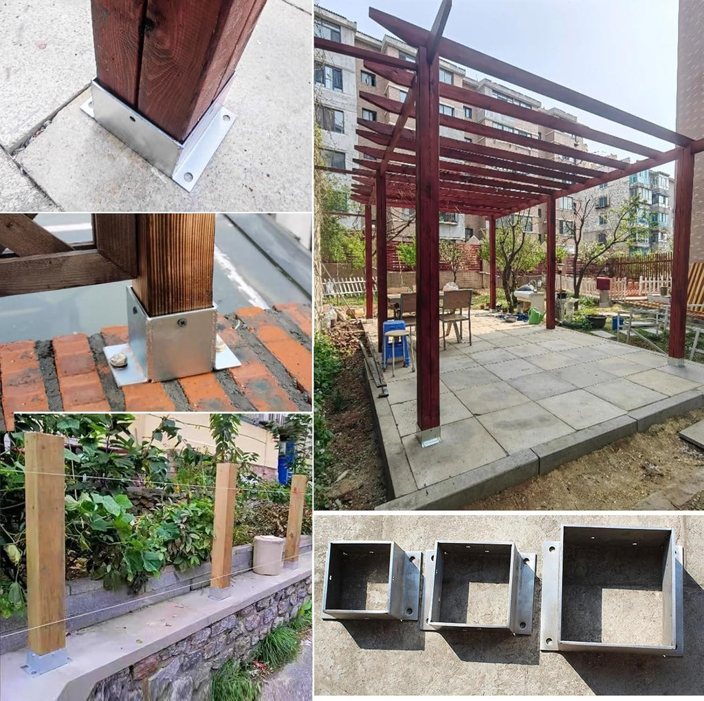 CMYUN Post Base for Concrete Wood, 2x2 3x3 4x4 5x5 6x6 7x7 8x8in Post Bracket with Screw, Metal Railing Support for Pergola Porch Deck Stair Fence(130x130mm(5.12x5.12in))
