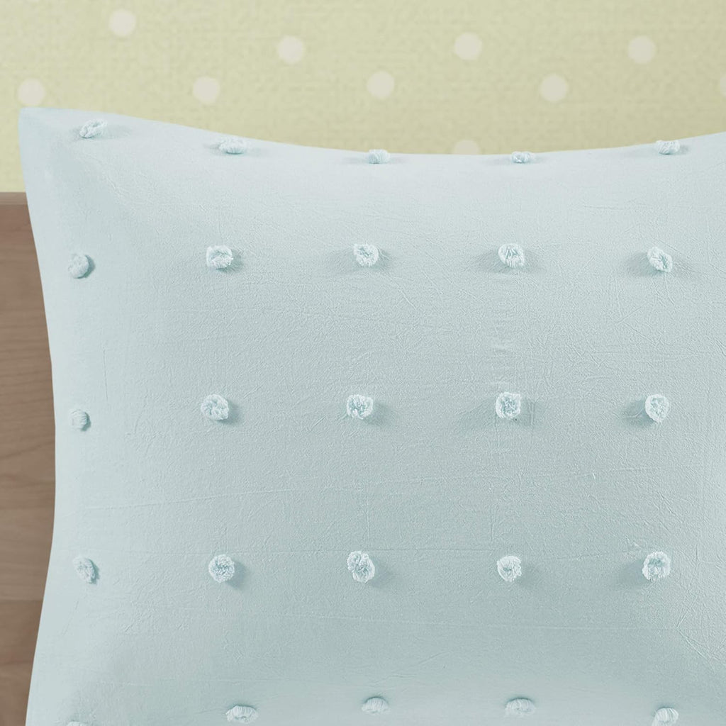 Intelligent Design Kids Callie Cotton Jacquard Weave Colorful Pom Pom Kids Comforter sets, Down Alternative Shabby Chic All Season Girls Bedding, Bedroom Decor, Twin/Twin XL, Aqua 4 Piece