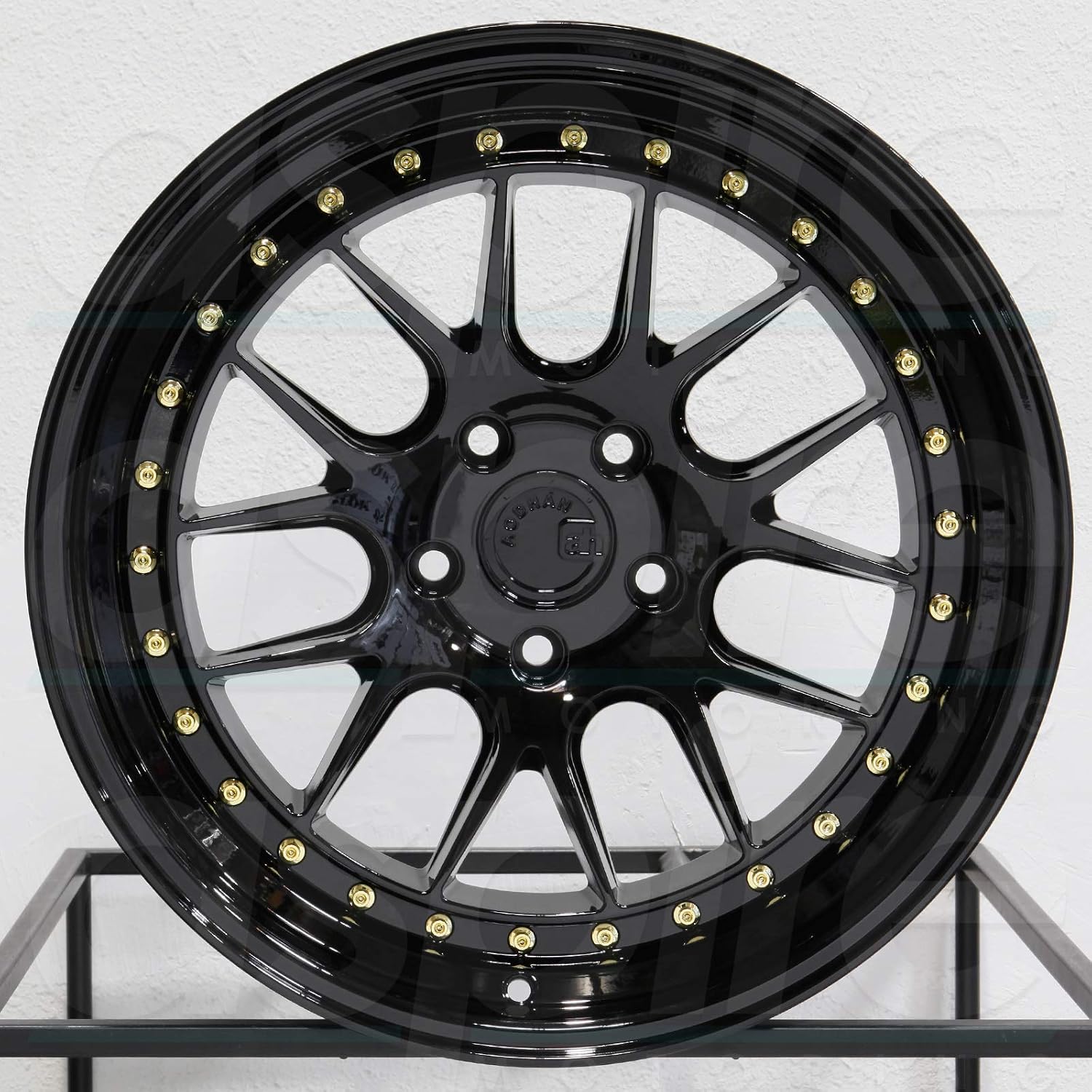 AodHan DS06 Wheel - Gloss Black W/Gold Rivets: 19x9.5 Wheel Size; 5x114.3 Lug Pattern; 73.1mm Hug Bore; 22mm Off Set.