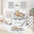 KAINSY Personalized Crib Set, 5 Pcs Custom Baby Bedding with Name, Double Layer Nursery Bedding for Boy Girl, Soft Moon Bear Bedding Set, Gifts for Toddler, Infant, New Parents