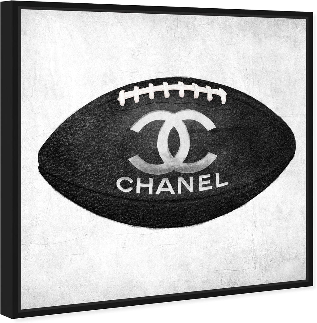 Fashion and Glam Framed Wall Art Canvas Prints 'Fashion Football' Lifestyle, Black, Gray, 20' x 20'