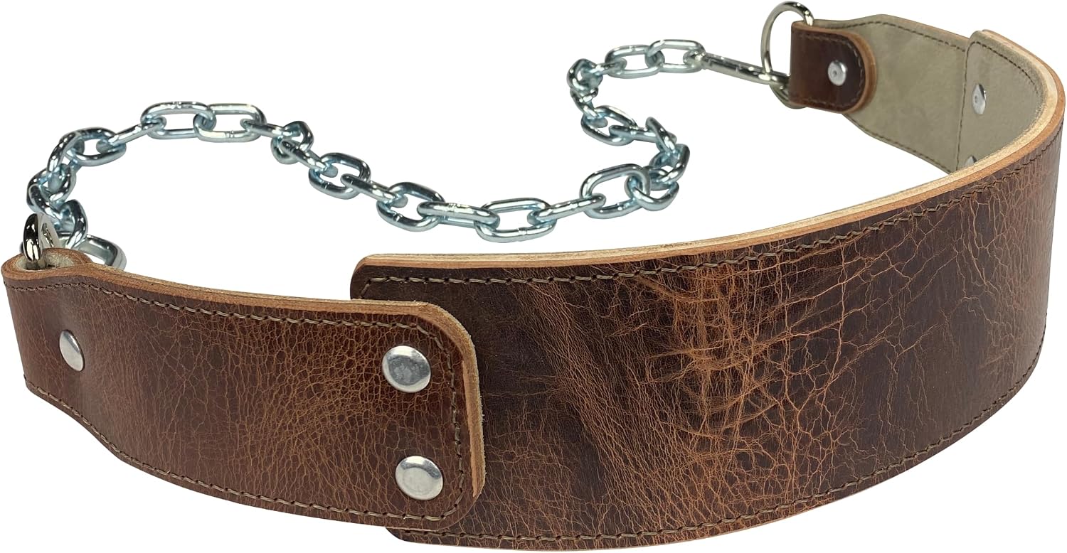 Heavy-Duty Leather Dip Belt with Steel Chain - Ultimate Accessory for Weighted Pullups, Dips, and Progressive Overload