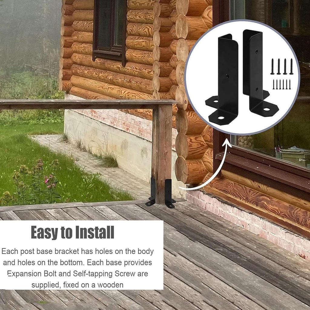 4x4 Concrete Post Anchor for Adjustable Fence Holder, Heavy-Du Metal Base with Installat Kit - Catible with 1.5x1.5, 2x2, 2x4, 4x6 Wooden Posts & Mailboxes