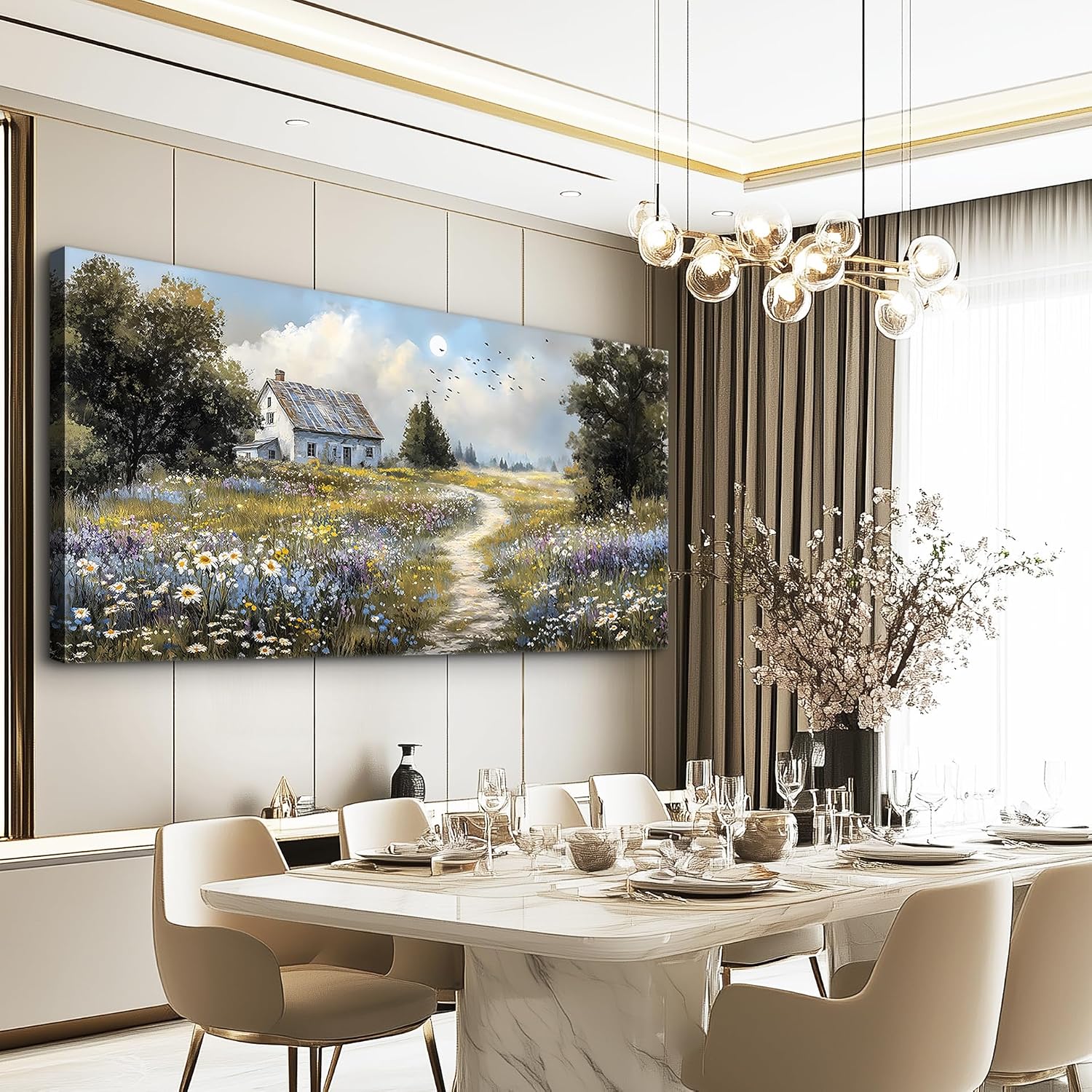 FUHAIHUA Canvas Wall Art For Living Room Large Wall Decor For Office Bedroom Decorations Farmhouse Landscape Pictures Countryside Painting Artwork Room Wall Mural Aesthetic Home Decor 30x60 In