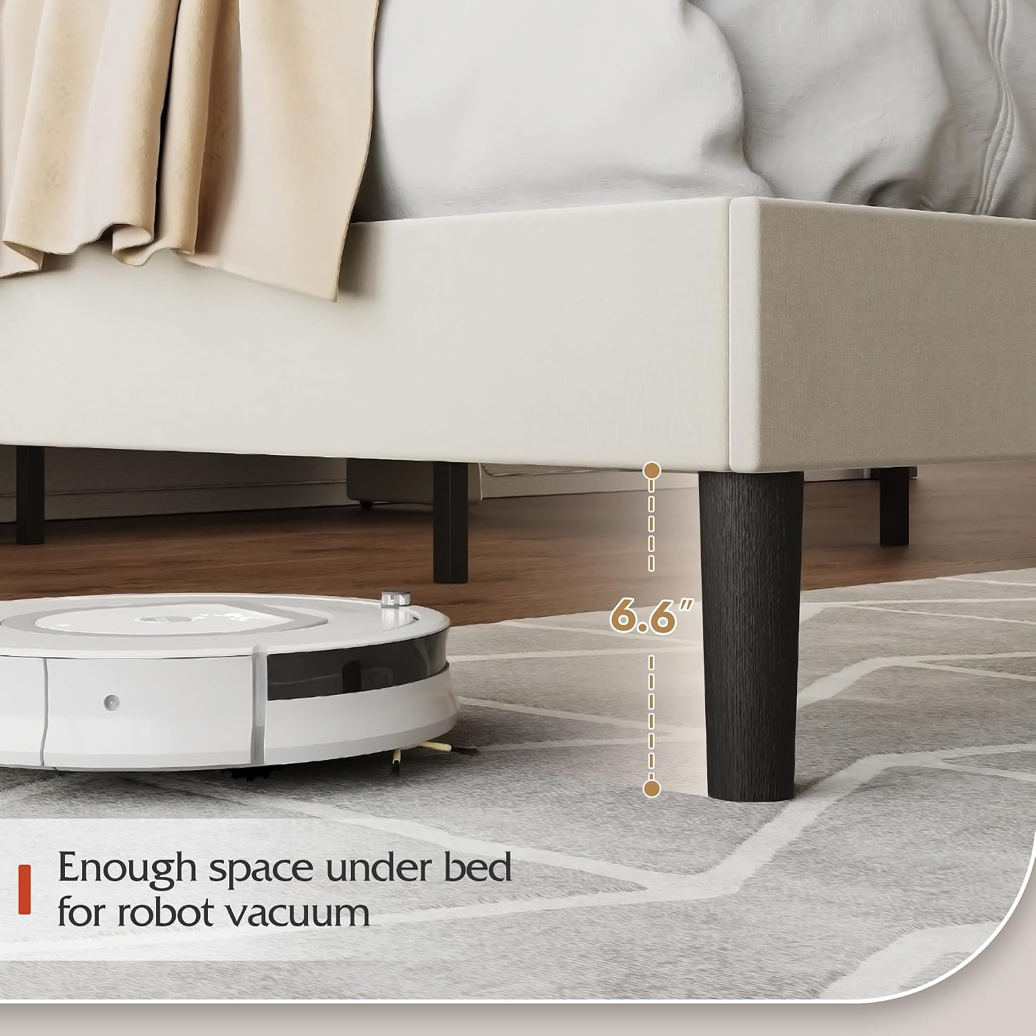 WLIVE Upholstered Bed Frame, Queen Bed Frame with Tufted Headboard, Platform Bed with Wing Side & Wood Slats, 1500LBS Mattress Foundation, No Box Spring Needed, Easy Assembly, Velvet Beige