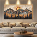 ZUITINGHUA Boho Wall Art For Living Room Large Canvas Wall Decor For Bedroom Office Decorations Abstract Wall Paintings Mountain Landscape Pictures Modern Home Mural Artwork Wood Framed 24x48 In