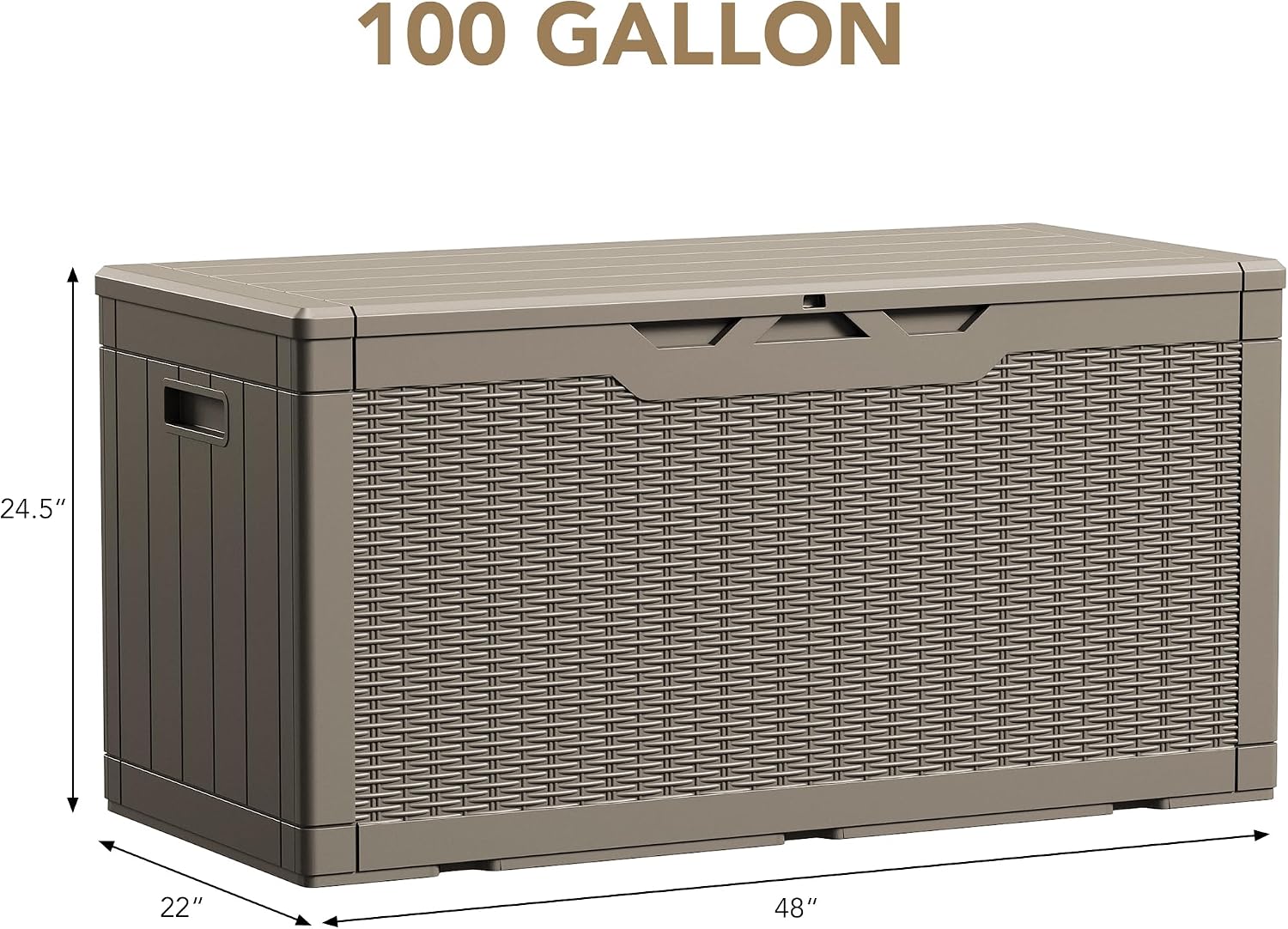 Devoko 100 Gallon Waterproof Large Resin Deck Box Indoor Outdoor Lockable Storage Container for Patio Furniture Cushions Garden Tools (100 Gallon, Light Brown)