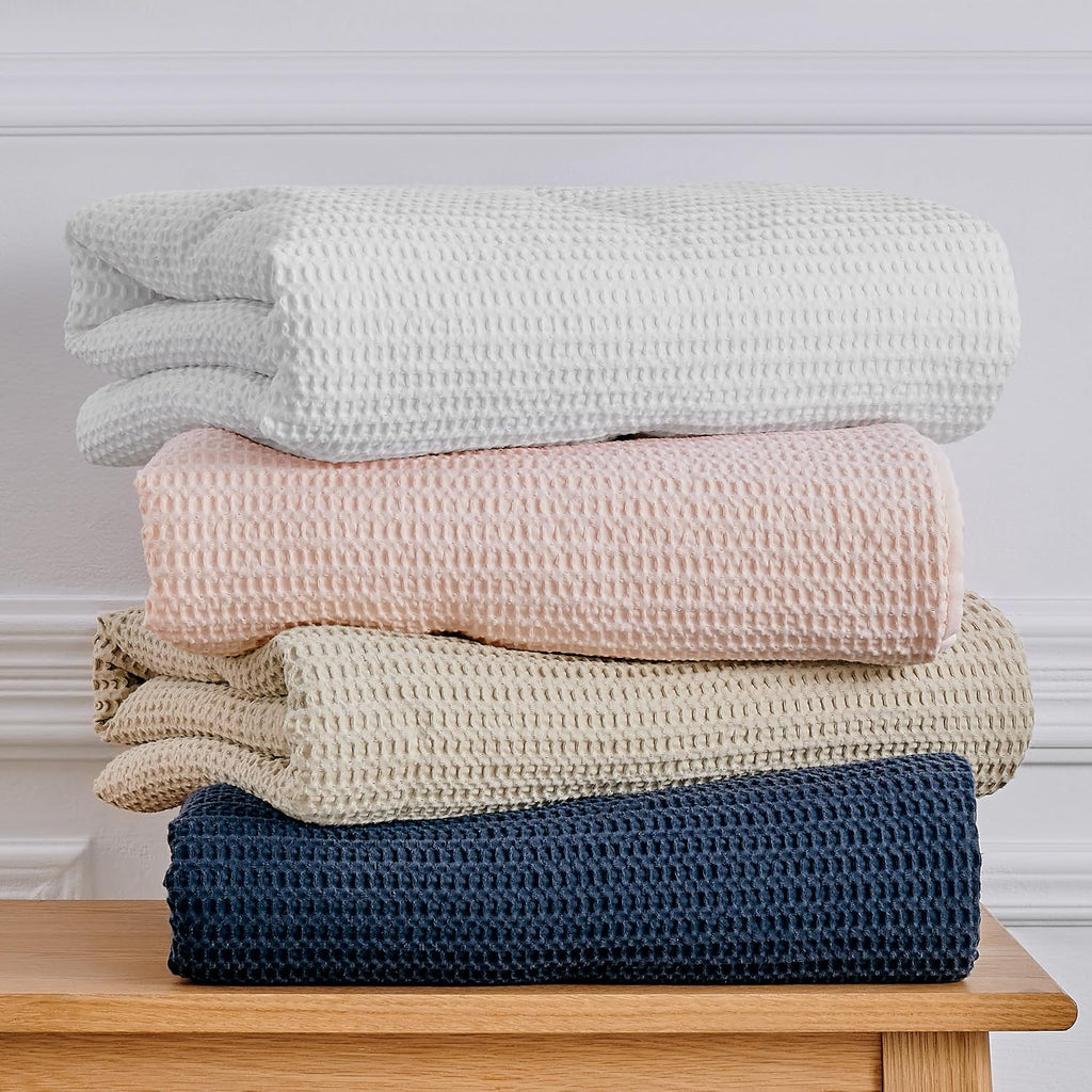 Levtex Baby - Mills Waffle Crib Bed Set - Baby Nursery Set - Navy - Navy Textured Waffle - 4 Piece Set Includes Quilt, Fitted Sheet, Dust Ruffle and Rope Basket