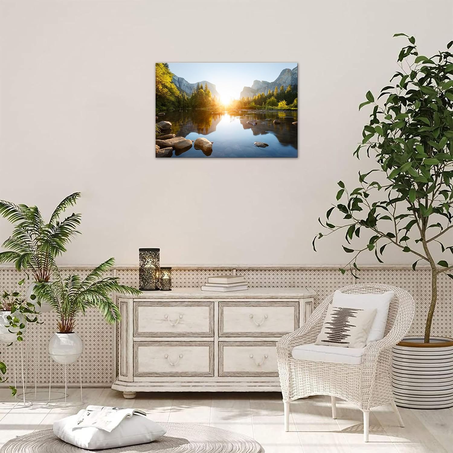 SKASNFAI Canvas Wall Art Utah National Parks Yosemite Canvas Print Landscape Painting Artwork Framed Home Decor Nature Poster for Bedroom Ready to Hang (28x44 inch)