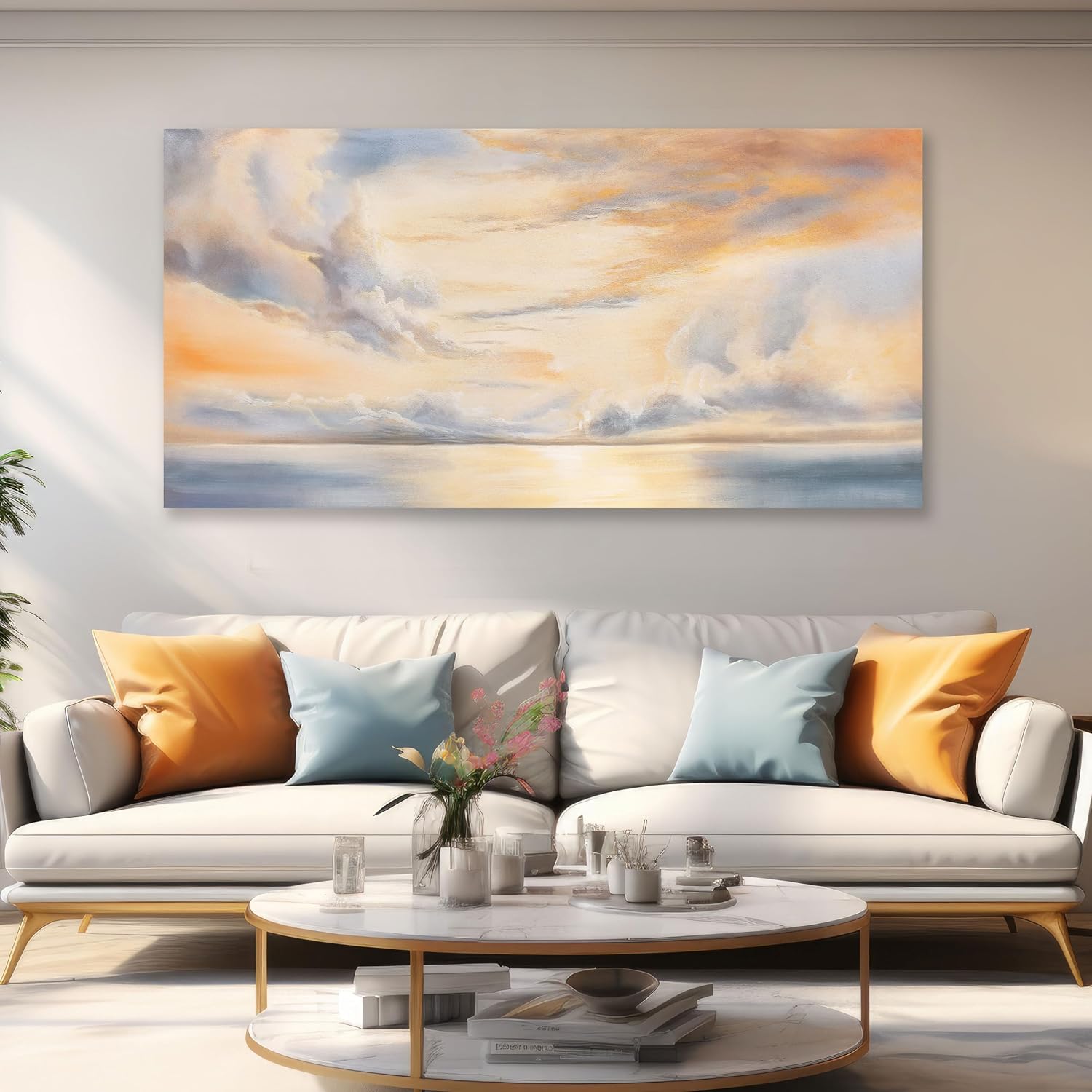 Glvzygy Abstract Wall Art Nature Scenery Wall Decor Sky Clouds Sunset Wall Art Prints Canvas Painting Wall Decor Artwork for Home Room Bathroom Living and Office Home Decor Wall 29'x58'