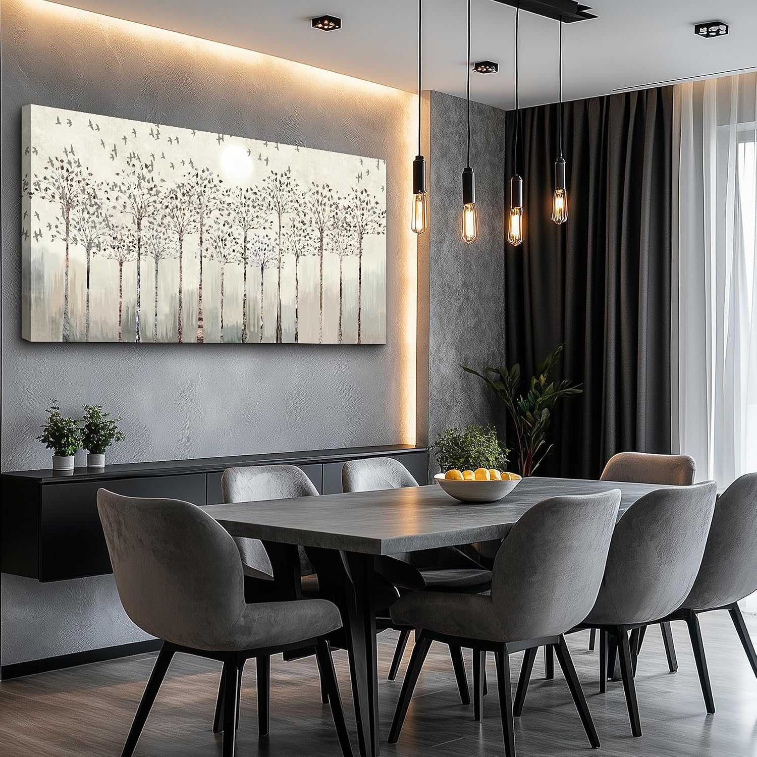 hyidecorart Large Canvas Wall Art For Living Room Decorations For Office Hotel Bedroom Wall Decor Trees And Birds Abstract Wall Paintings Canvas Prints Artworks Pictures Modern Home Decoration