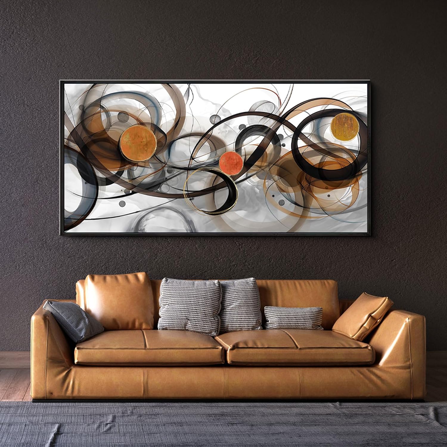 XLSJERST Large Wall Art for Living Room - Black and Gray Canvas Picture Framed Artwork for wall Modern Abstract Minimalist Paintings Oversize Wall Decor