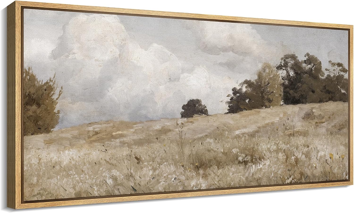 SIGNFORD Extra Large Framed Canvas Print Wall Art Rustic Countryside Landscape Illustrations Modern Art Relax/Calm Warm for Living Room, Bedroom, Office - 60'x30'