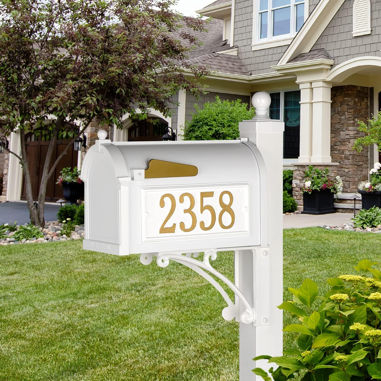 Whitehall Deluxe Streetside Mailbox Package,White,Extra Large,70729