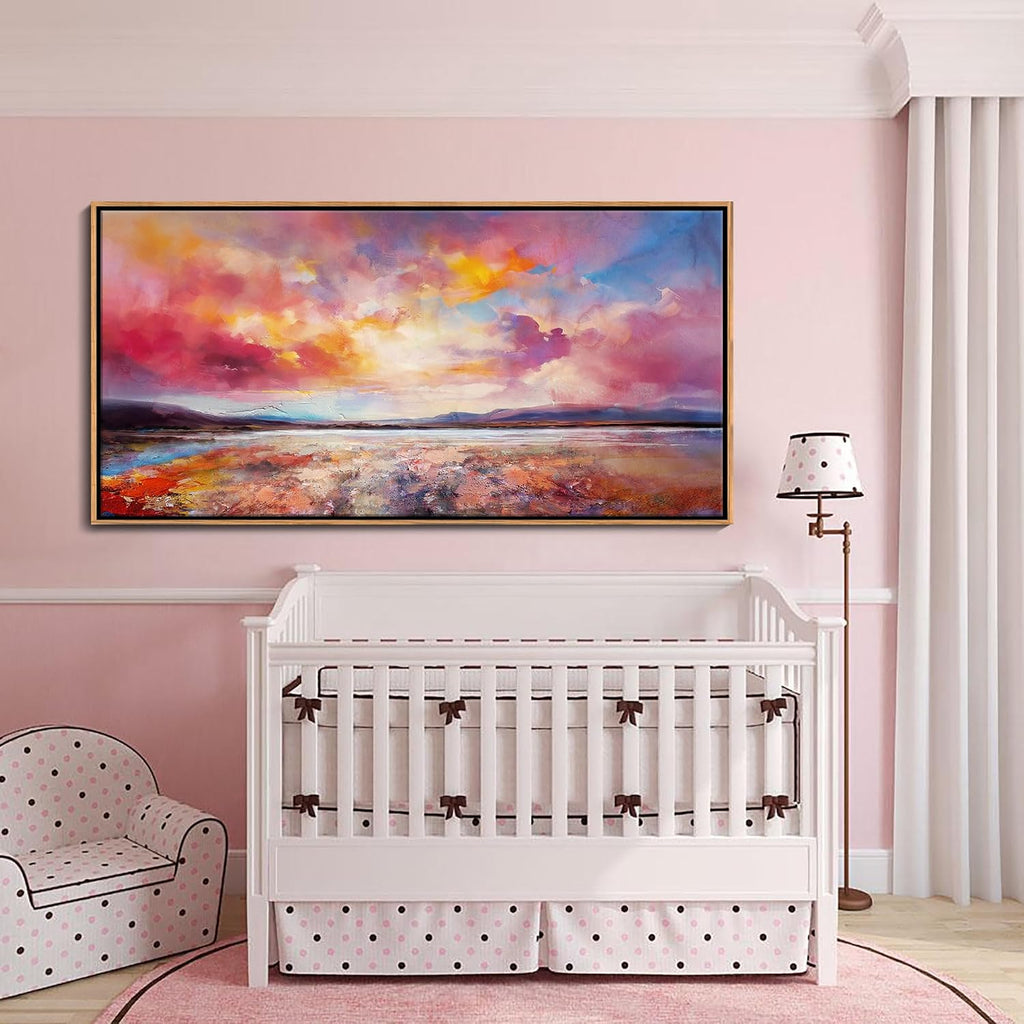 DVQ ART Canvas Wall Art for Living Room Large Size - Coastal Sunset Canvas Prints - Beach Wall Art for Home Decor, Ocean Scenery Picture, Framed Seascape Poster 24'x48' for Bedroom Bathroom Decor