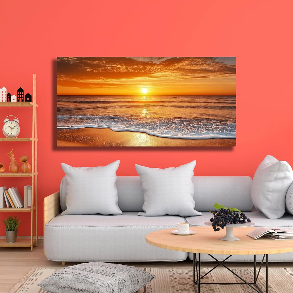 Yuaxker large Beach Canvas Wall Art Modern Funky Poster Prints Wall Decor for Living Room Bedroom Dining Room Office Home Decor 30x60inch