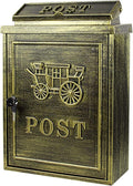 REMYS Suggestion Box Letter Box Complaint Box Vintage Wall Mount Locking European Pastoral Mailbox， Galvanized Steel Cover and Rust-Proof Metal Post Letterbox ，Outdoor Porch Drop Box