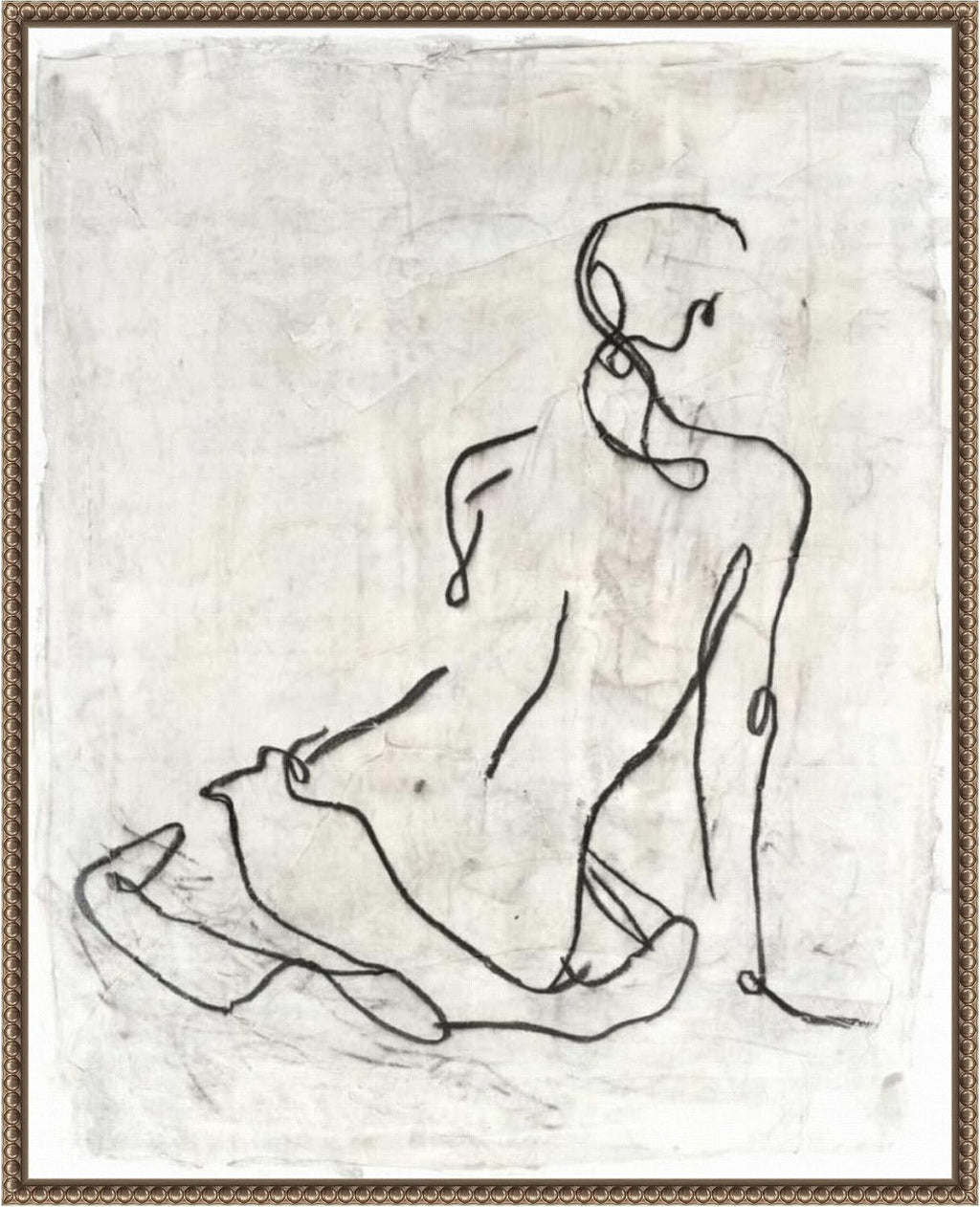 Amanti Art Framed Canvas Wall Art 28x23 Embellished Gestural Contour I (Nude) by Ethan Harper, Framed Wall Art Canvas, People Artwork, Traditional Decor, Medium Poster Painting for Living Room,