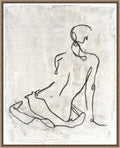 Amanti Art Framed Canvas Wall Art 28x23 Embellished Gestural Contour I (Nude) by Ethan Harper, Framed Wall Art Canvas, People Artwork, Traditional Decor, Medium Poster Painting for Living Room,