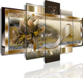 LUDUHU Orchid Flowers Canvas Print - Abstract Floral Wall Art - Yellow Poster for Bedroom (80x40inch Oversize)