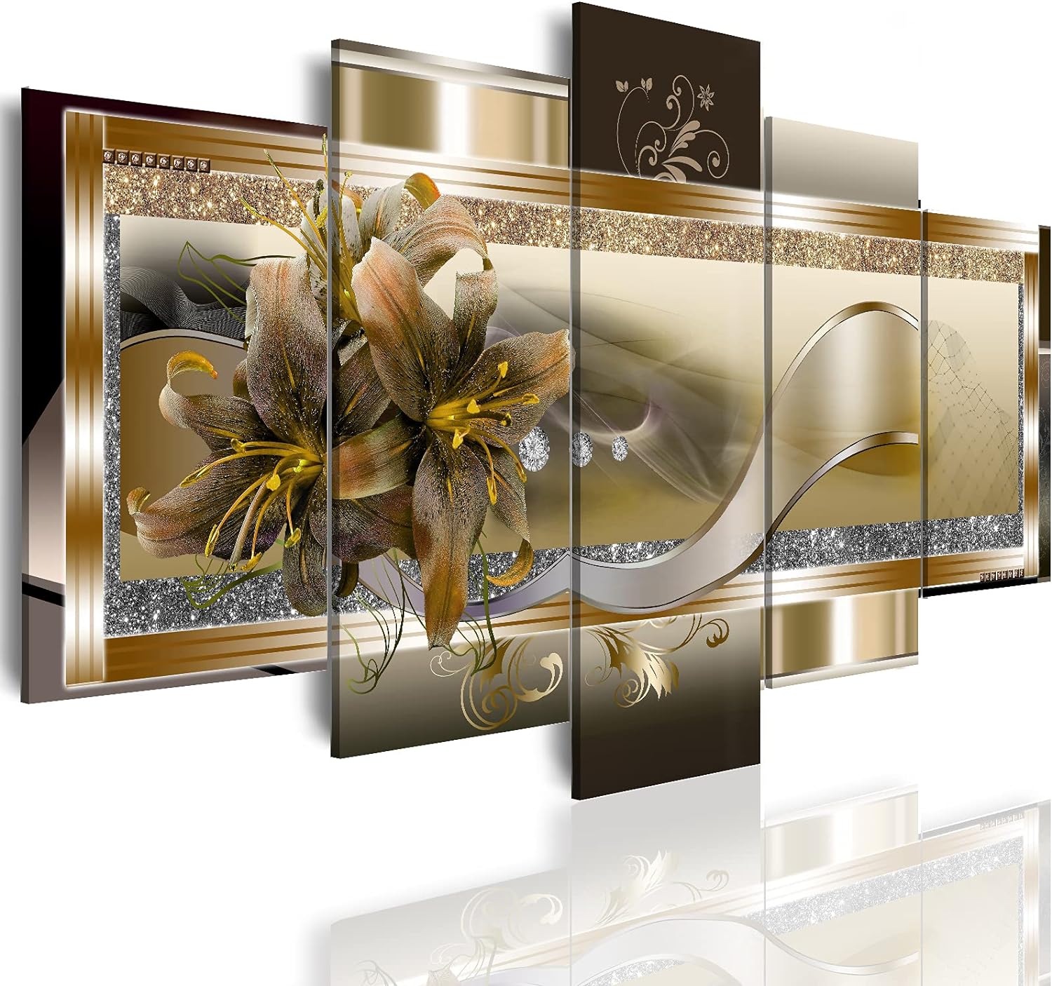 LUDUHU Orchid Flowers Canvas Print - Abstract Floral Wall Art - Yellow Poster for Bedroom (80x40inch Oversize)
