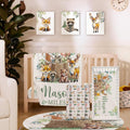TOOTANN Custom Baby Crib Bedding Set, 5 Pcs Personalized Name Baby Crib Sheets for Kid Toddler Infant, Forest Animals and Tree Stumps Nursery Bedding Set