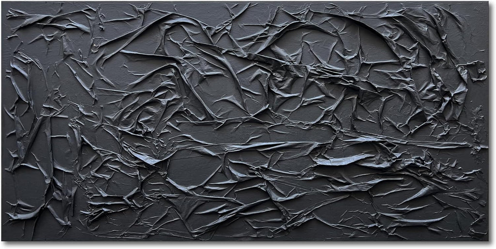 NANKAI Art Hand-Painted Thick Texture Black Minimalist Oil Painting 24x48 Inch Office Corridor Living Room Wall Decorative Art Painting