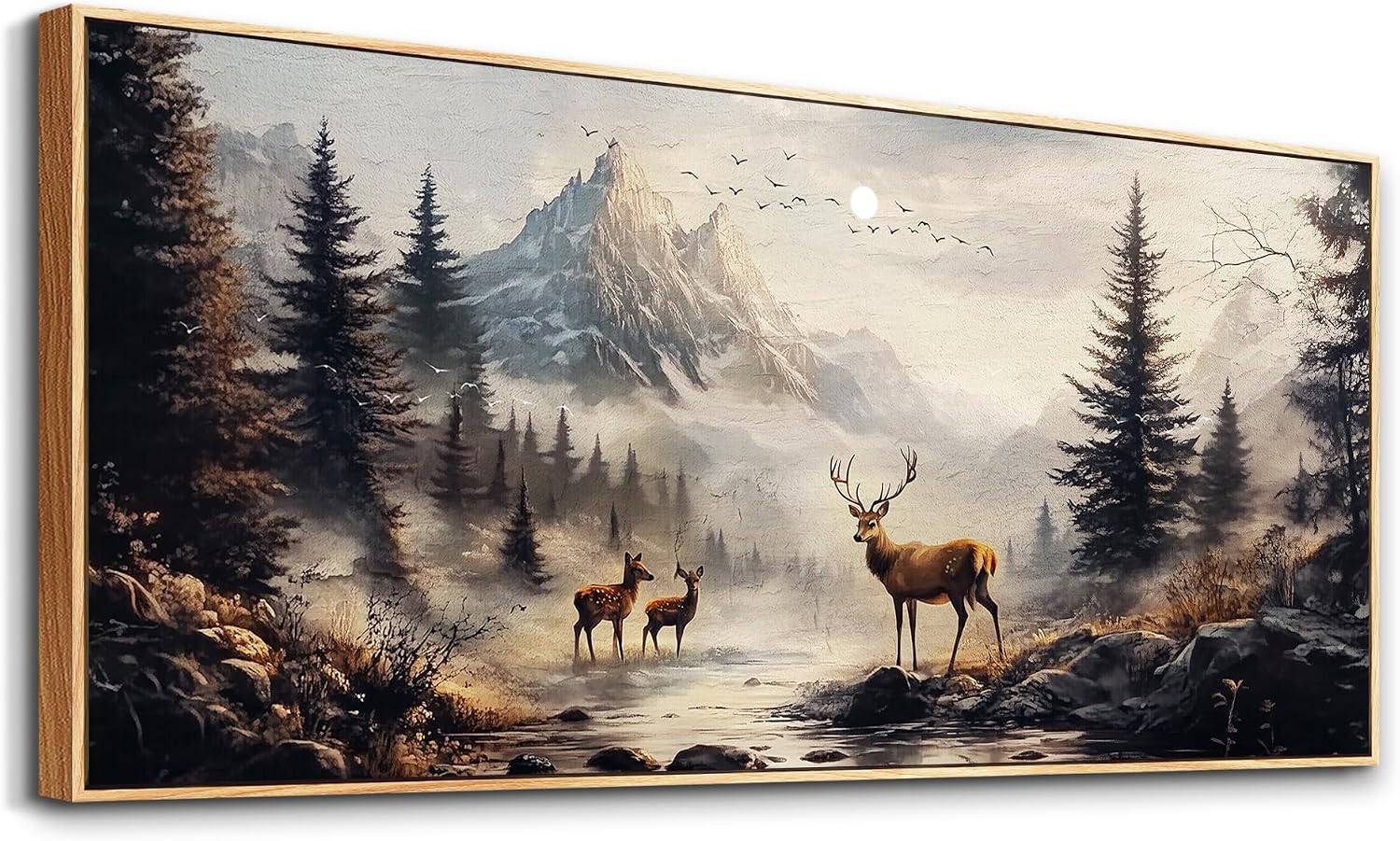 KELIYUAN Large Canva Landscape Painting Of Elk Mountain Pictures Wall Decor For Living Room Wall Art For Bedroom Office Mural Modern Restaurant Room Home Decorations Aesthetics Wood Framed 32x72 In