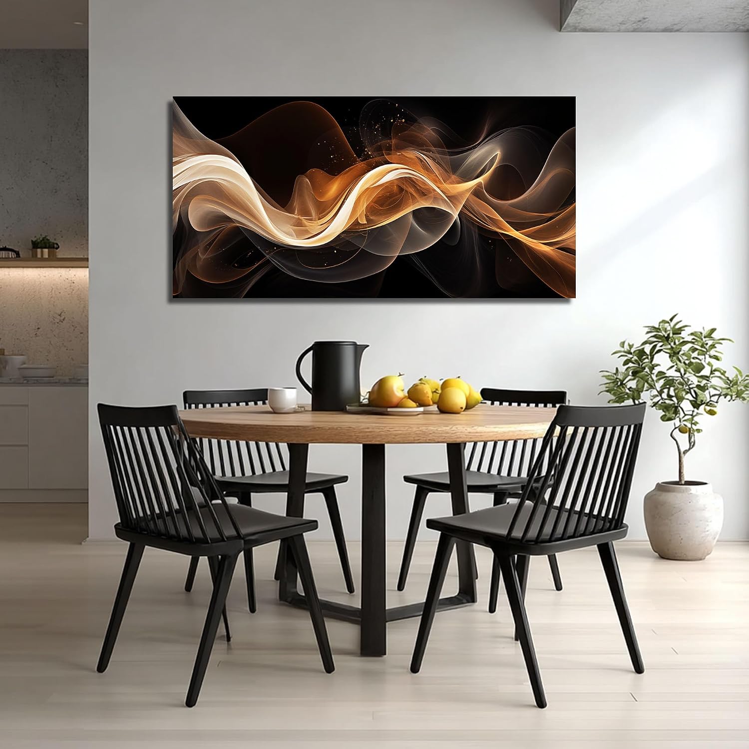 JuhaiArt Abstract Art Prints Bedroom Gold Wall Decor Black Wall Picture for Living Room Home Office 29' x 59' Lines Poster Artwork