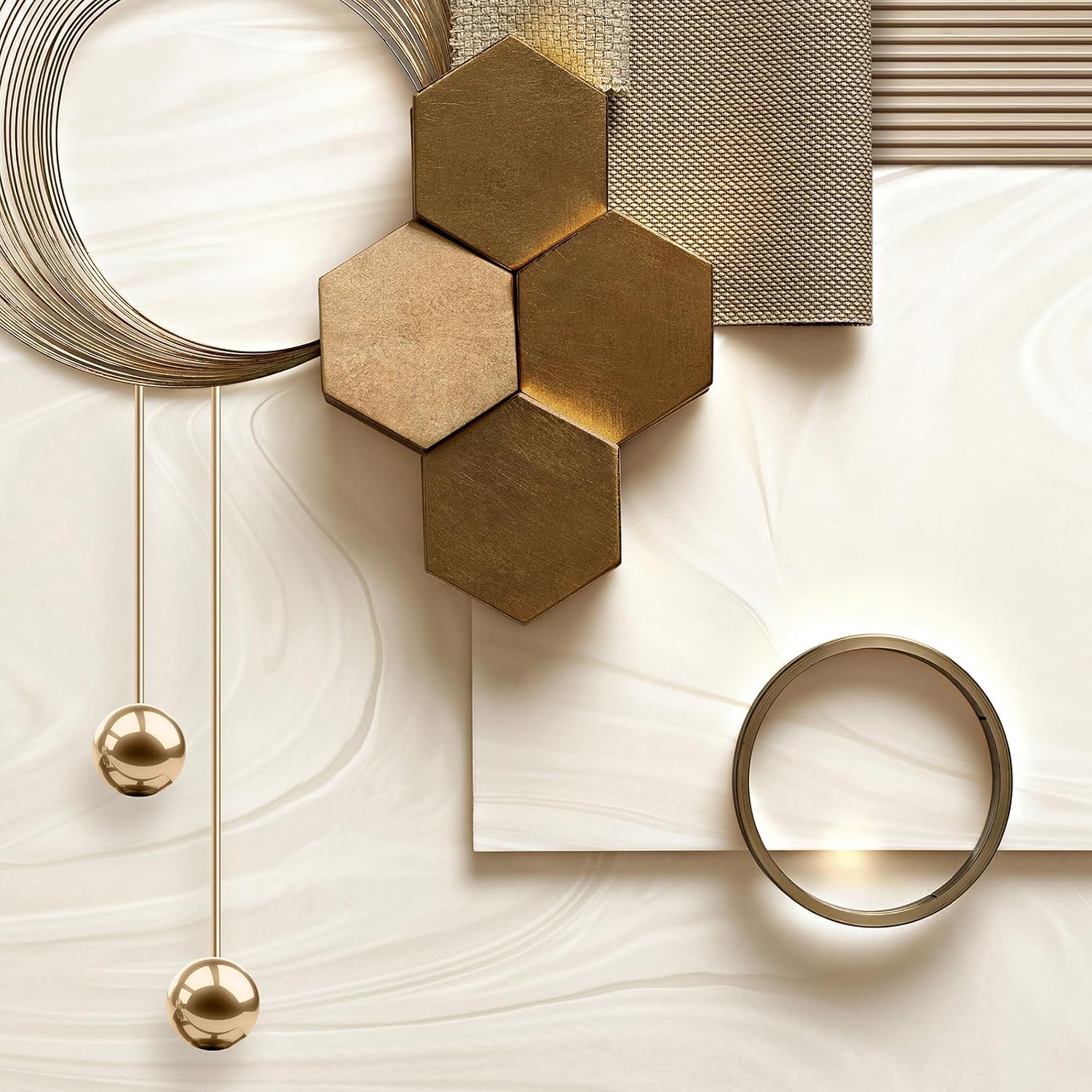 Extra Large Modern Luxury Gold Framed Wall Art for Living Room, 3 Piece Glam Bright Art Prints Paintings Artwork for Walls, Contemporary Bronze Geometric Pictures for Hallway Stair Office Wall Decor