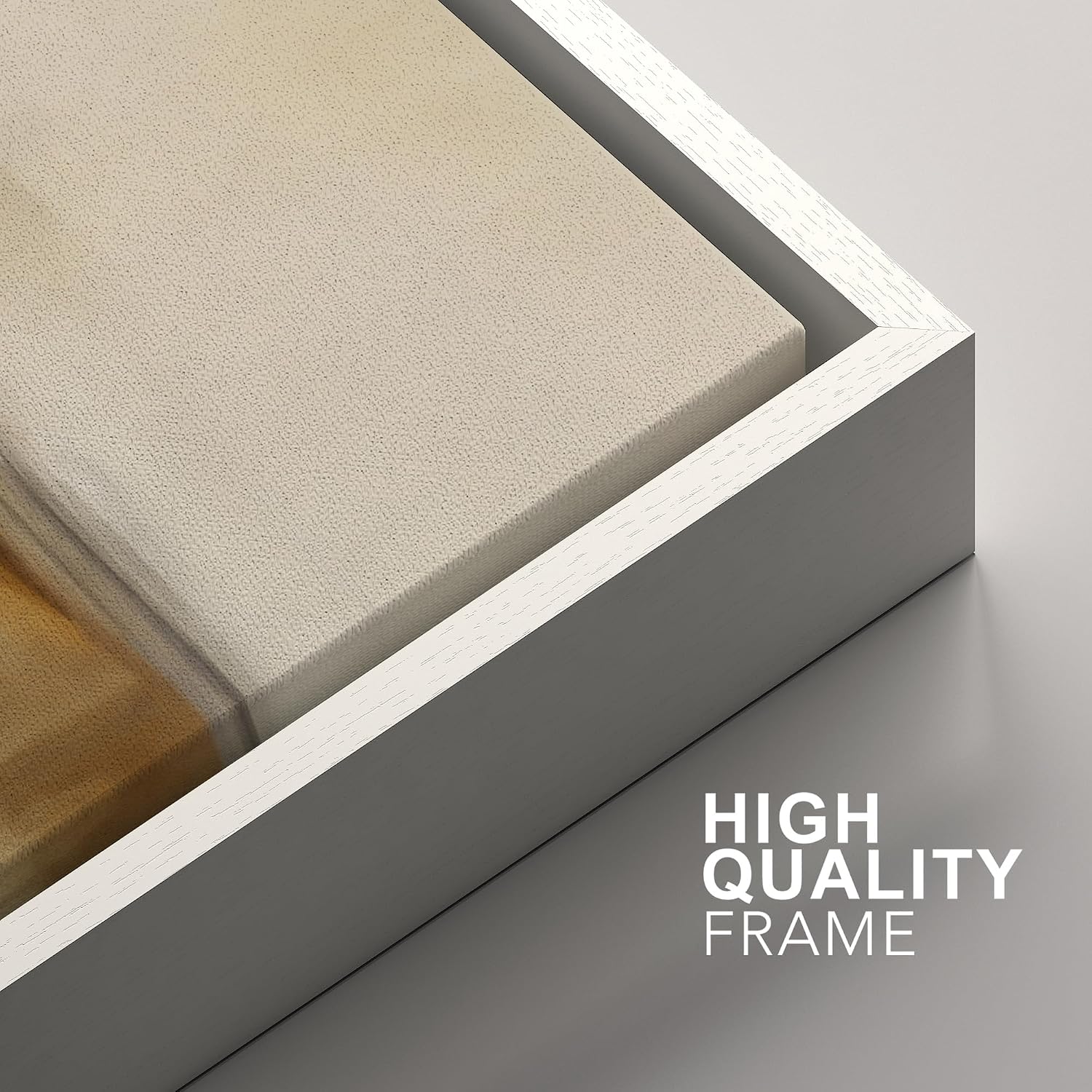 SIGNFORD Framed Canvas Print Wall Art Set Desert Haze Abstract Neutral Beige and Brown Illustrations Modern Art Relax/Calm for Living Room, Bedroom, Office - 16'x24'x3 White