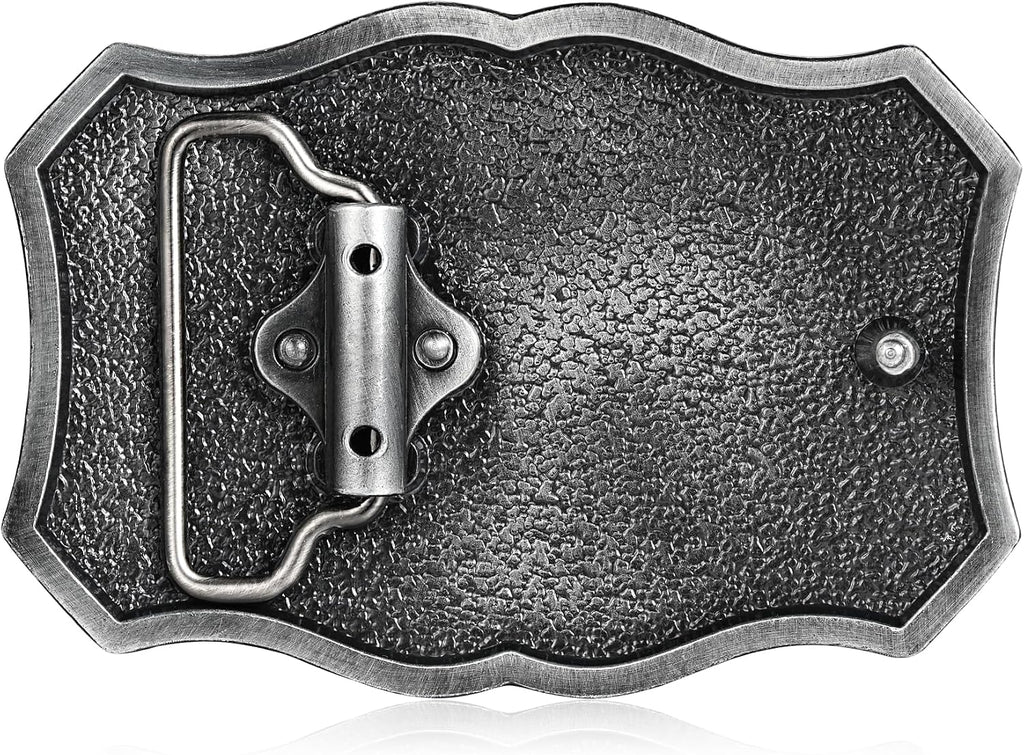 Men's Western Belt Buckle - Turquoise Texas Longhorn Bull Design for Cowboy & Rodeo Style