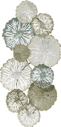 Touch of Class Silas Abstract Metal Wall Art - Sage Green, Slate Blue, Ivory - Dimensional Designs - Circle Collage Sculptures for Bedroom, Living Room, Kitchen - Horizontal Metallic Artwork