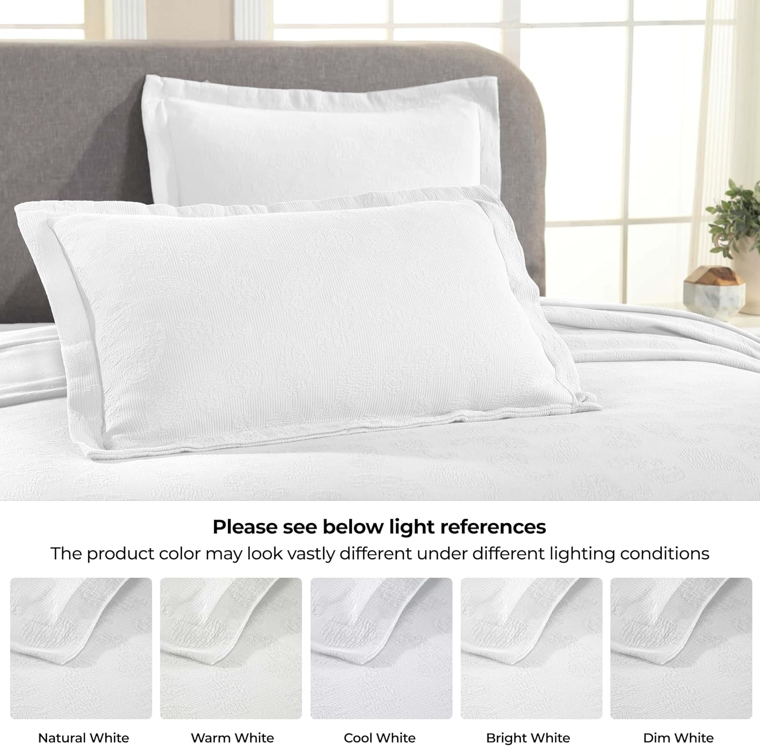 Superior Paisley Cotton 3 Piece Bedspread Set, Home Bed Decor, Decorative Textured Bed Spread, 2 Pillow Shams, Airy Blanket, Matelasse Coverlet Bedding, Vintage Floral Design, Full, White