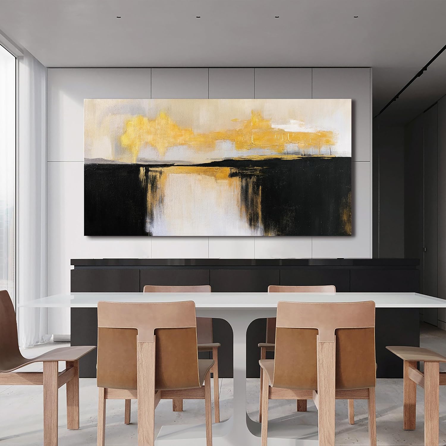 Canvas Wall Art Decor Large Wall Art Pictures For Living Room Black and Gold Wall Art Decor Abstract Art Work Black and White Abstract Wall Art Prints for Bedroom Office Kitchen Wall Decor 29' x 58'