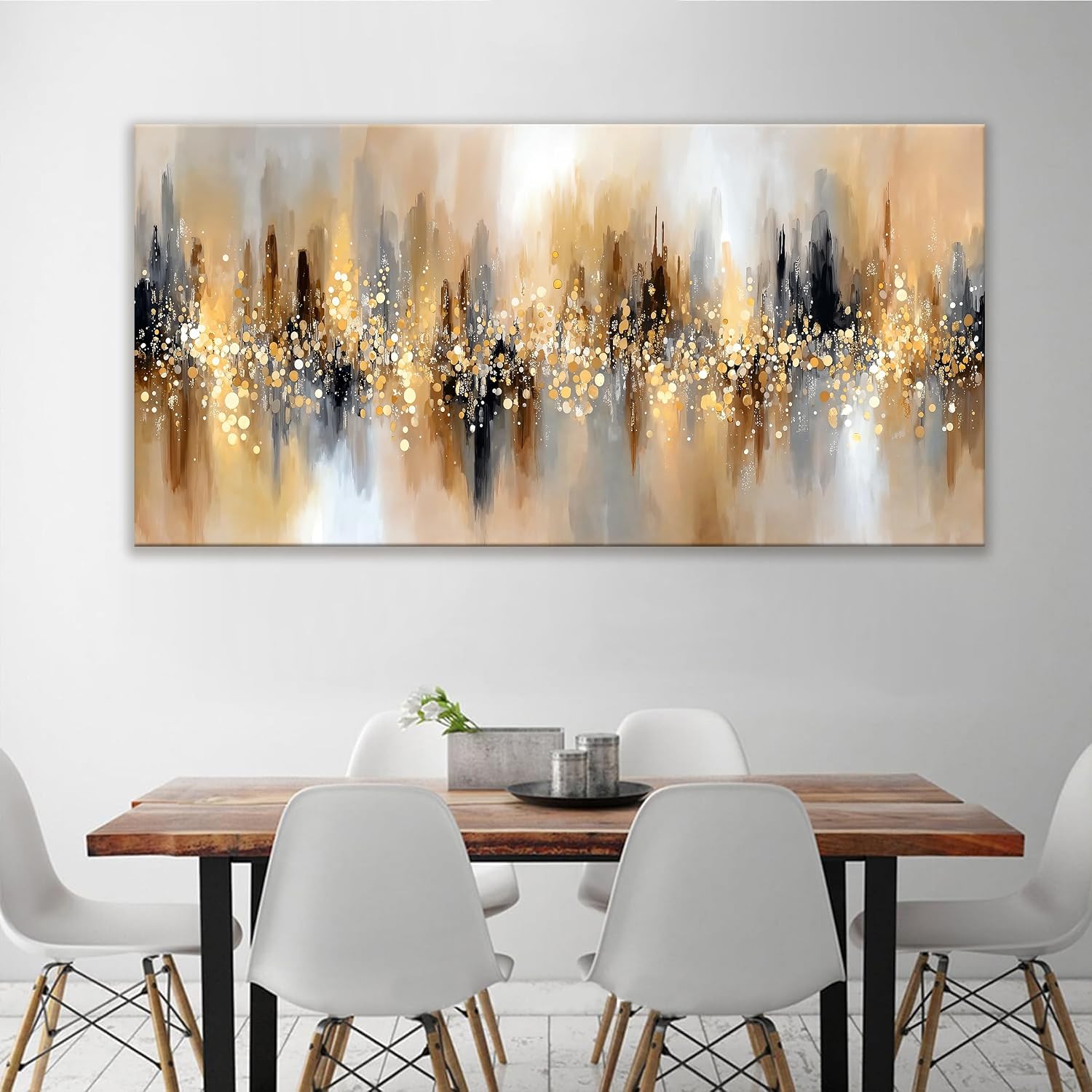 Tsomzxng Large Abstract Wall Art For Living Room Gold Abstract Wall Decor Modern Canvas Art Wall Decor 29' X 58' Painting Gold Wall Art For Bedroom Apartment Office Dining Room Home Decoration