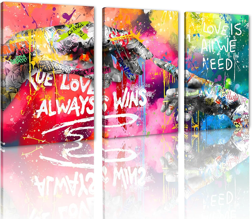 Novatique Banksy Canvas Wall Art Abstract Graffiti Wall Decor Colorful Graffiti Art Print Modern Painting Teenager Street Art Pictures for Living Room Bedroom Office,24'x 36'x3Pcs