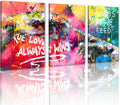Novatique Banksy Canvas Wall Art Abstract Graffiti Wall Decor Colorful Graffiti Art Print Modern Painting Teenager Street Art Pictures for Living Room Bedroom Office,24'x 36'x3Pcs
