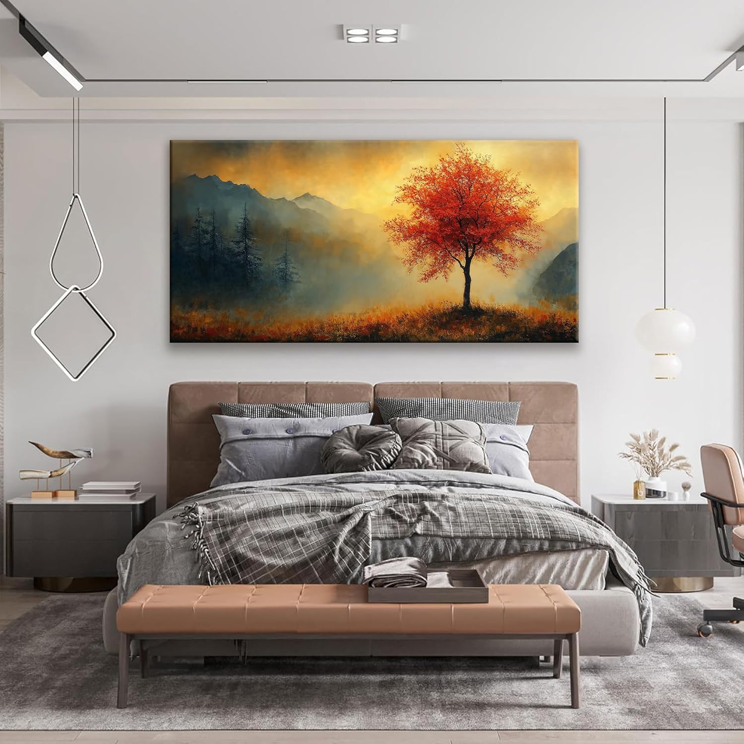 Suconvng Wall Art For Living Room Prints Tree Of Life Gold Landscape Canvas Art Wall Decor Large Wall Art Print Painting Picture For Bedroom Hotel Aesthetic Home Decor Artwork 29 X 58 Inch