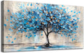 Lapremoly Large Wall Art For Living Room Framed Wall Decor For Bedroom Office Decor Textured Abstract Wall Pictures Artwork Blue Tree Painting Panoramic Landscape Prints Home Decorations 30x60 In