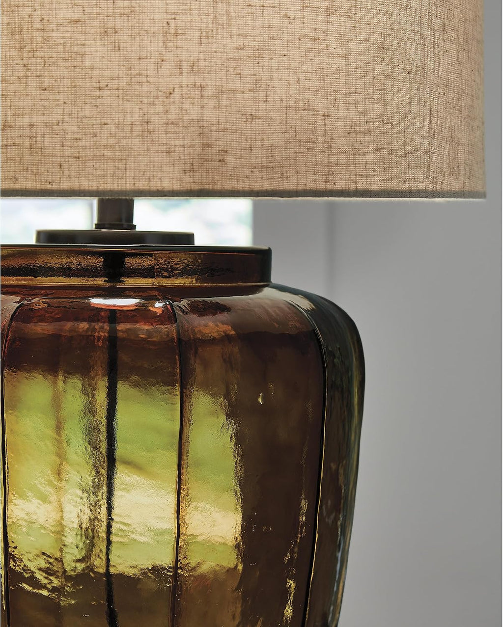 Signature Design by Ashley Bainmore Transitional Table Lamp with 3-Way Switch and Drum Shade, Dark Brown