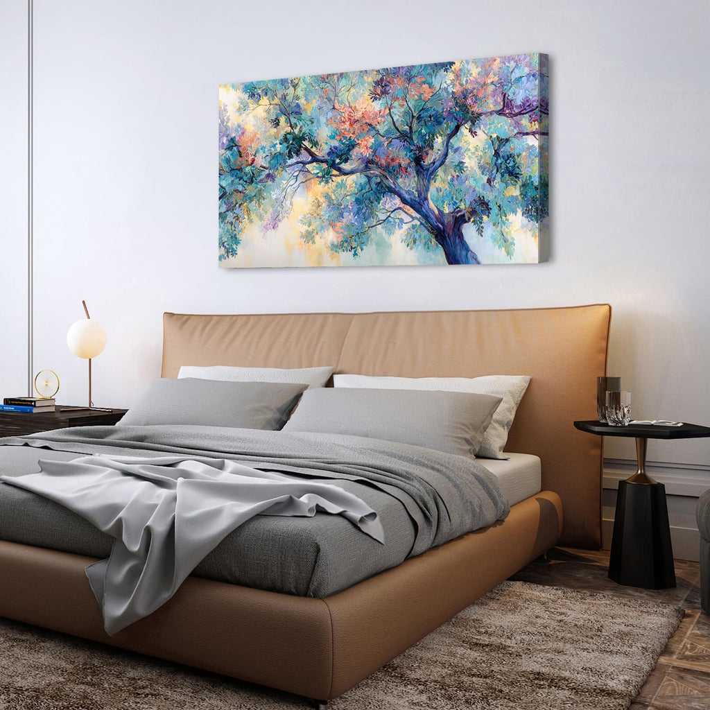 Abstract Tree Wall Art Colorful Tree of Life Wall Decor Nature Teal Green Trees Painting Canvas Prints Graffiti Botanical Pictures Posters Modern Artwork for Bedroom Living Room Home Decoration 30x57.8'